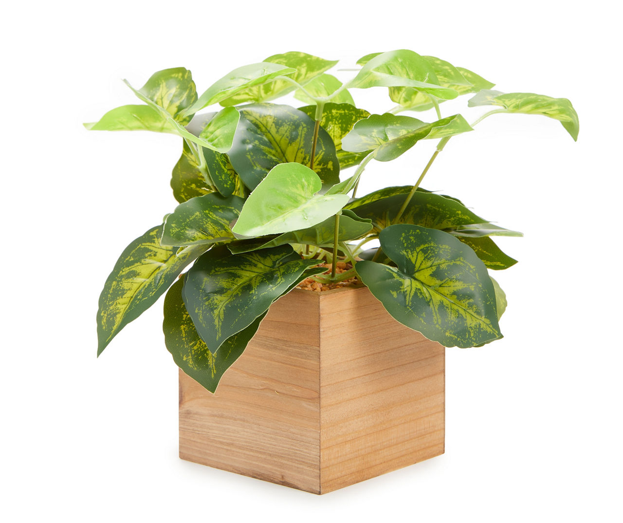 Green Leaf Artificial Arrangement in Brown Box Pot