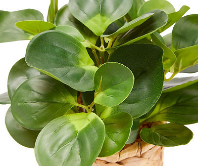 Green Leaf Artificial Arrangement in Brown Woven Pot