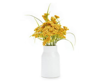 Yellow Artificial Floral Arrangement in White Round Vase
