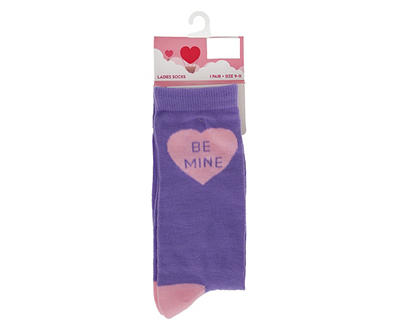Women's "Be Mine" Purple Heart Crew Socks