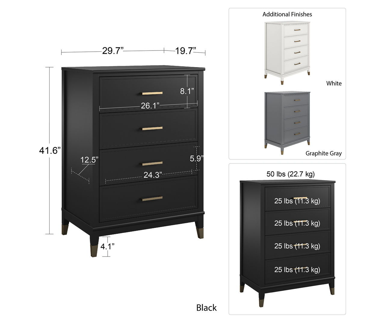 CosmoLiving Westerleigh White 4-Drawer Dresser | Big Lots