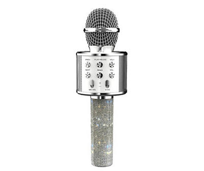 Silver Bling Glam Karaoke Mic With Speaker