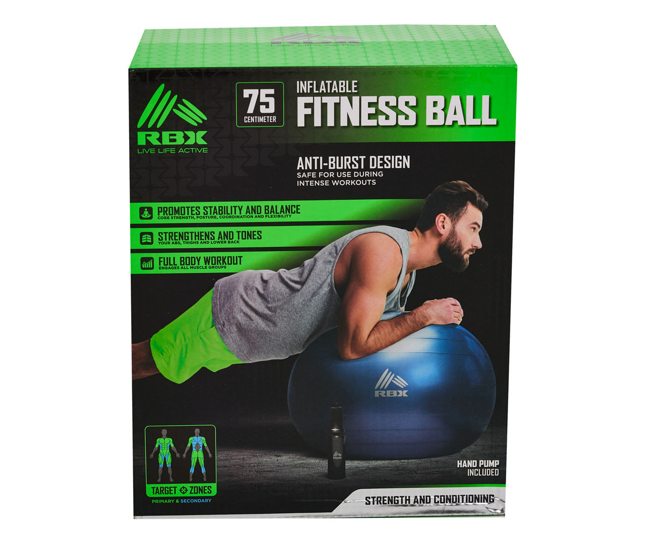 RBX 65cm Fitness Ball + Hand Pump - Fitness