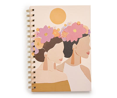 Peach, Mustard & Pink Floral Ladies Spiral-Bound Journal