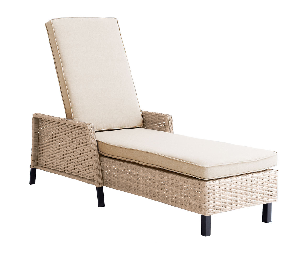 Yorktown Tan All-Weather Wicker Cushioned Patio Chaise Lounge