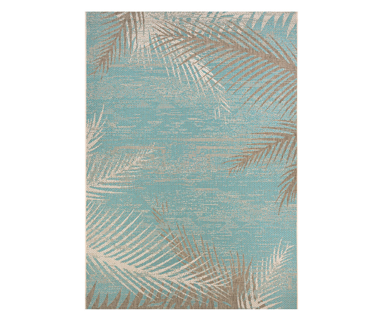 Monaco Aqua Tropical Palms Outdoor Area Rug, (6' x 9.5')