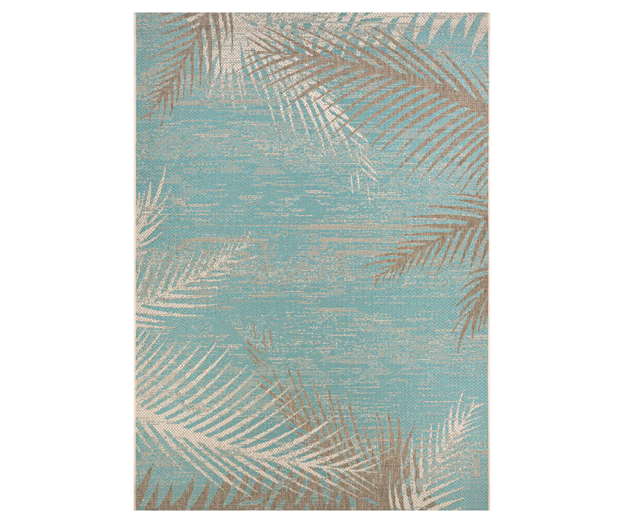 Monaco Aqua Tropical Palms Outdoor Area Rug, (7.5' x 10.75')