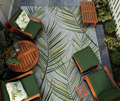 Dolce Frost & Green Bamboo Forest Outdoor Area Rug, (8' x 11')
