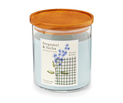 Bergamot & Herb Light Blue Jar Candle With Wood Lid, 15 oz.