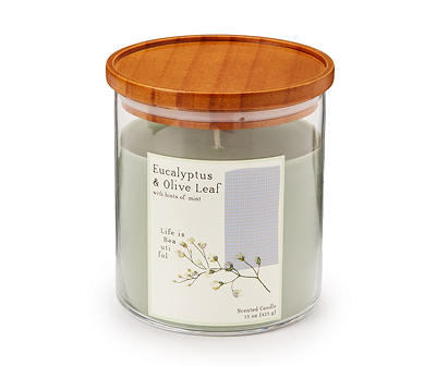 Eucalyptus & Mint Green Jar Candle With Wood Lid, 15 oz.