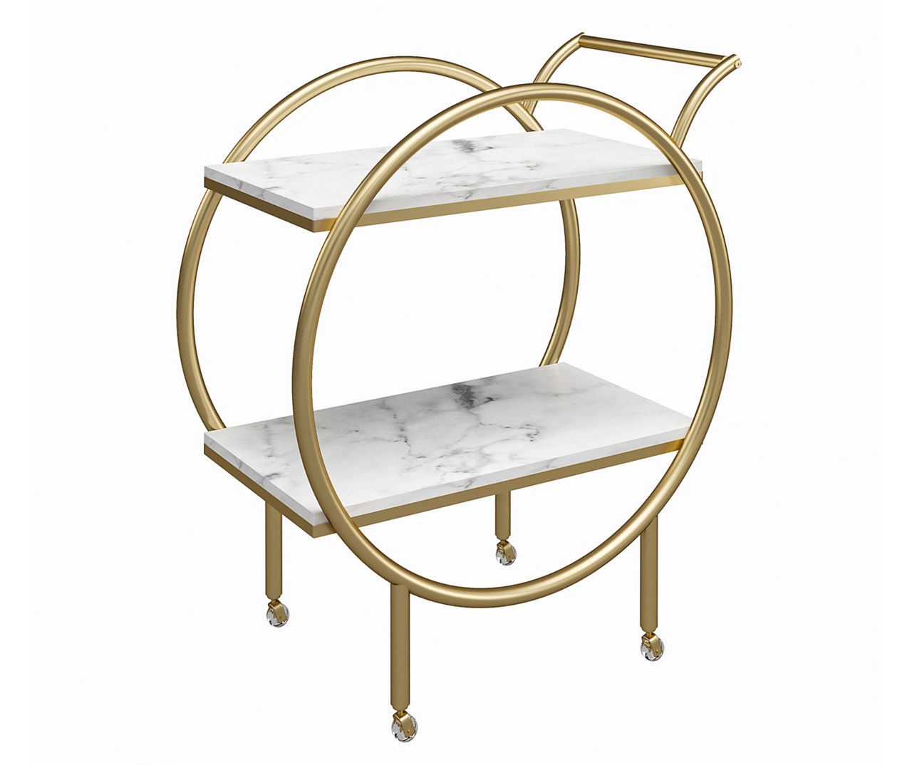 CosmoLiving Amelia White Marble 2Shelf Bar Cart Big Lots