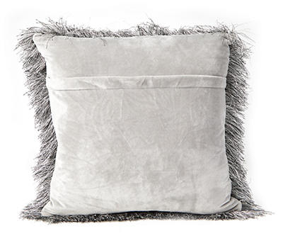 Bristly Black & White Faux Fur Outdoor Throw Pillow