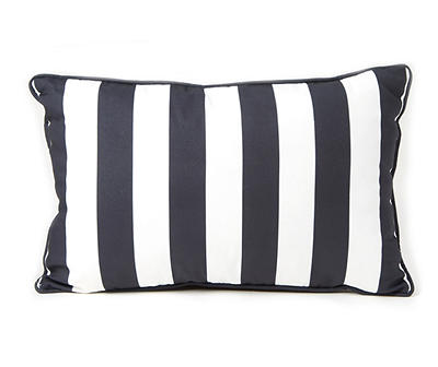 Black & White Cabana Stripe Outdoor Lumbar Throw Pillow