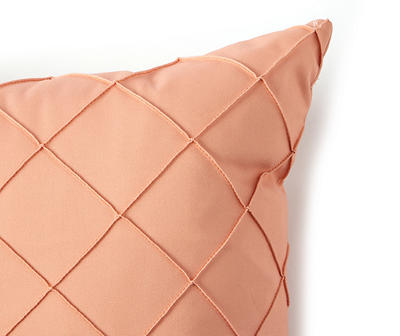 Dusty Coral Diamond Pintuck Outdoor Throw Pillow