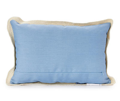 "Home" Chambray Blue Outdoor Lumbar Pillow