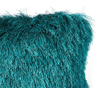 Bristly Teal Faux Fur Outdoor Throw Pillow