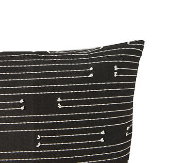 Dorra Black & White Stitch Line Outdoor Throw Pillow