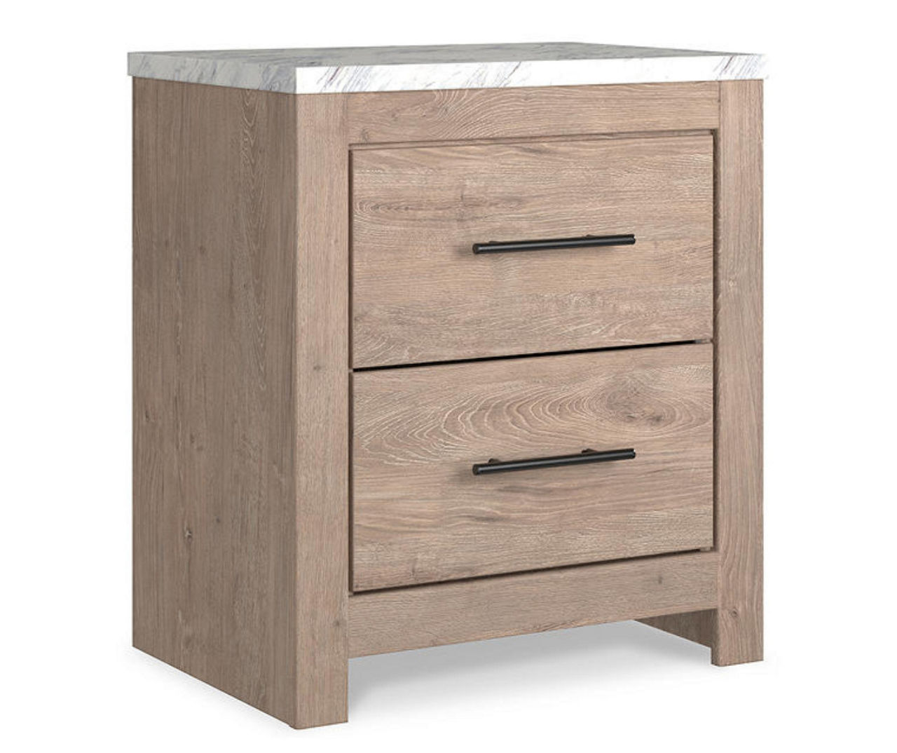 Senniberg Oak & Faux Calcutta 2-Drawer Nightstand