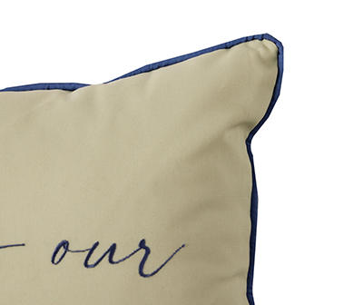 "Outside Is Our Happy Place" Mint, Blue & White Outdoor Lumbar Throw Pillow
