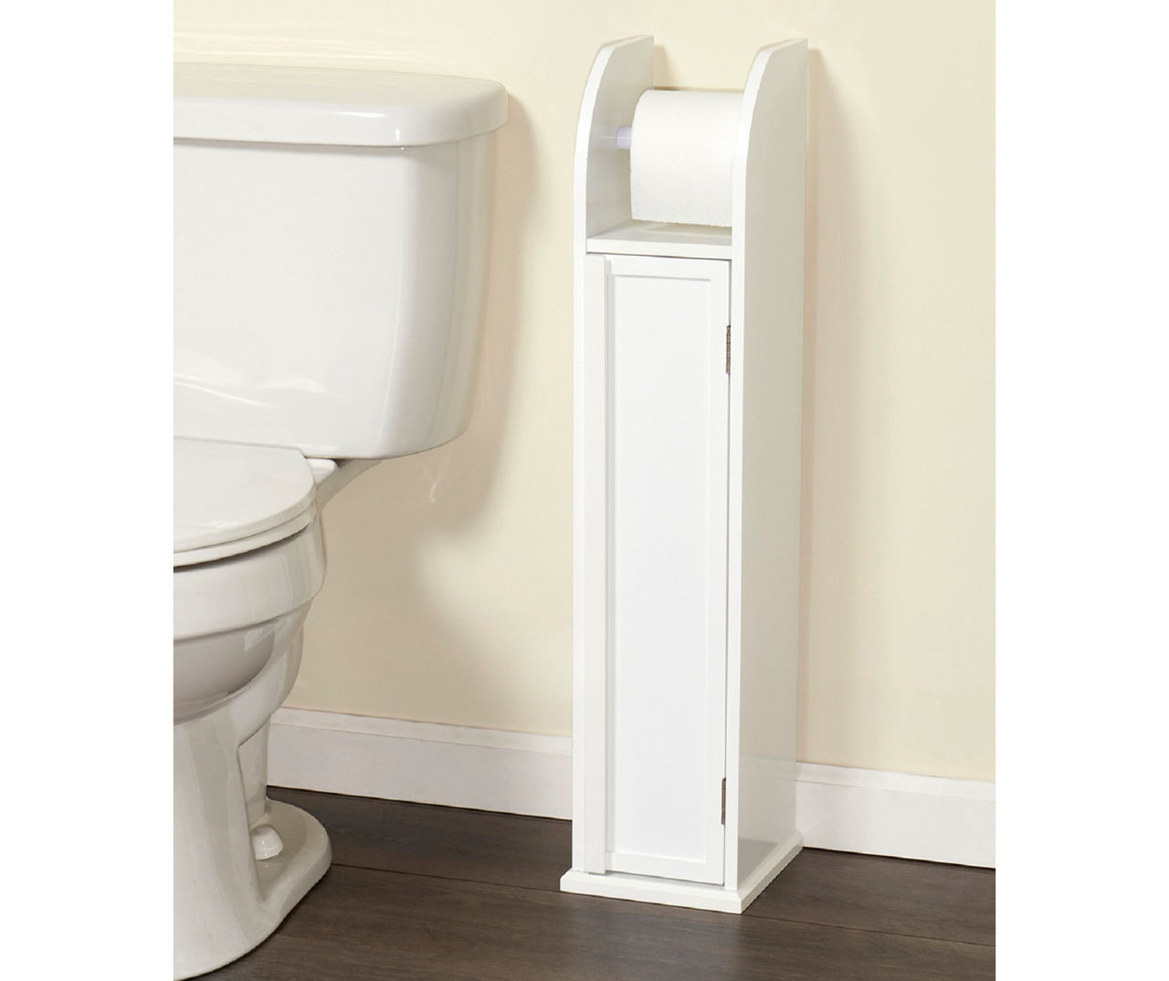 2-in-1 Toilet Roll Holder and Storage Unit Cabinet in White
