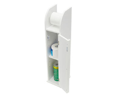 White 2-Tier Cabinet With Toilet Paper Holder