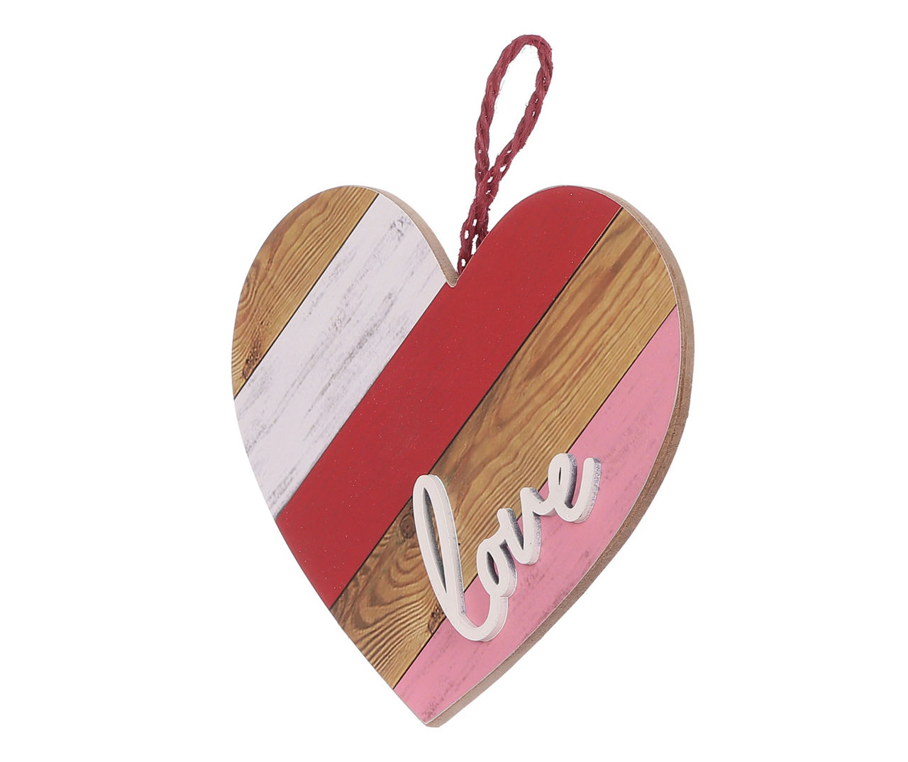 "Love" Stripe Plank Wood Heart Wall Plaque