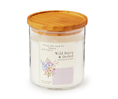 Wild Berry & Orchid White Jar Candle With Wood Lid, 15 oz.