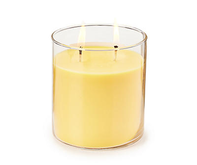 White Thyme & Lemon Yellow Jar Candle With Wood Lid, 15 oz.