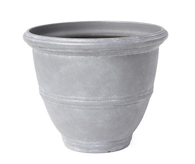 15.9" Weathered Gray Faux Stone Plastic Planter