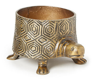 8" Oil Rubbed Brass Turtle Metal Planter