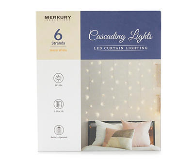 Warm White LED Curtain String Lights, (3.5' x 5')