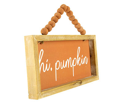 "Hi Pumpkin" Orange & Brown Beaded-Cord Wall Plaque