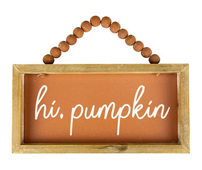 "Hi Pumpkin" Orange & Brown Beaded-Cord Wall Plaque