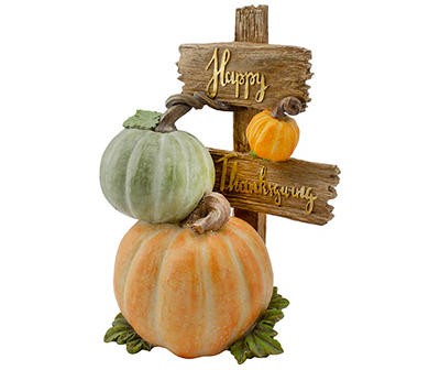 "Happy Thanksgiving" Orange & Brown Stacked Pumpkin Tabletop Décor