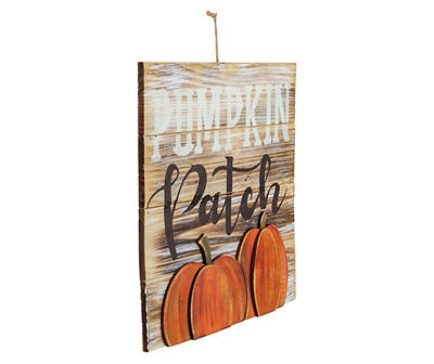 "Pumpkin Patch" Beige & Orange Wood Wall Plaque