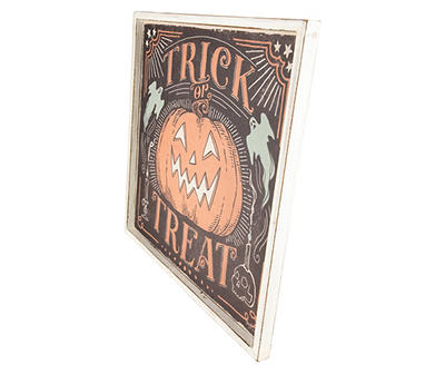 "Trick or Treat" Pumpkin & Ghost Framed Wall Decor