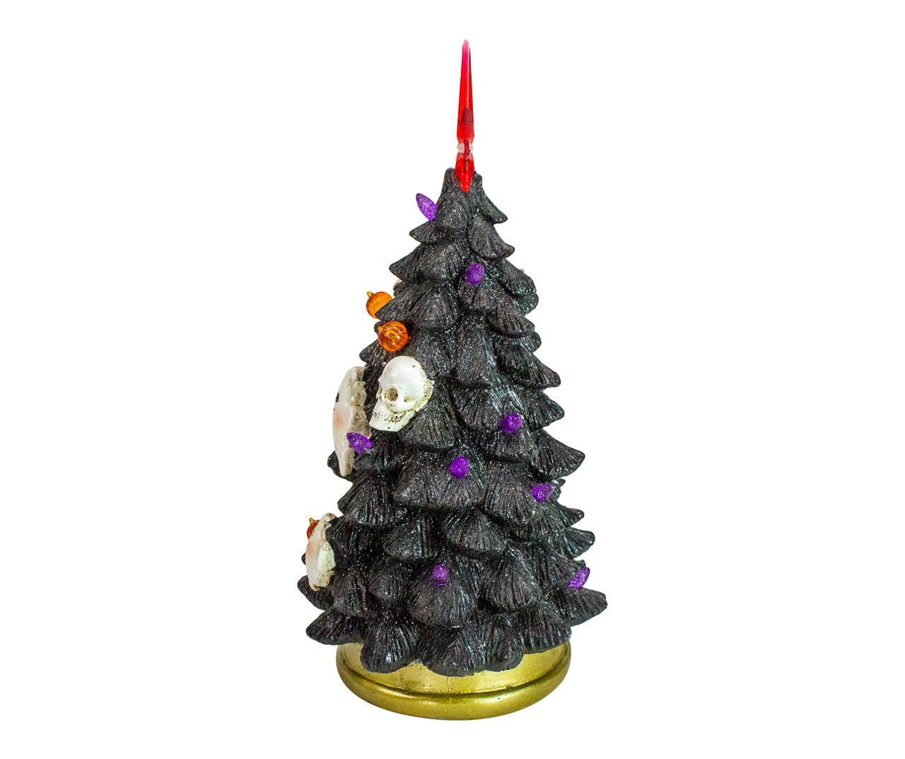 12" Black Skull & Ghost Halloween Resin Tabletop Tree