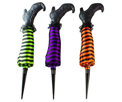 Striped Witch Legs 3-Piece Light-Up Pathway Marker Set
