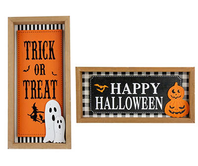 "Trick or Treat" & "Happy Halloween" 2-Piece Framed Decor Set
