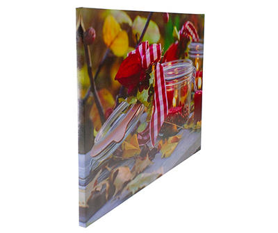 Red & Yellow Candle With Berries LED Wrapped Canvas