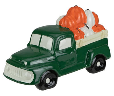 Green Pumpkin Truck Ceramic Decor