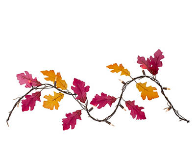 11' Red & Yellow Leaves Light-Up Garland