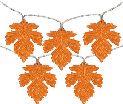 Orange 10-Light Metal Maple Leaf Fairy String Light, (5.5')