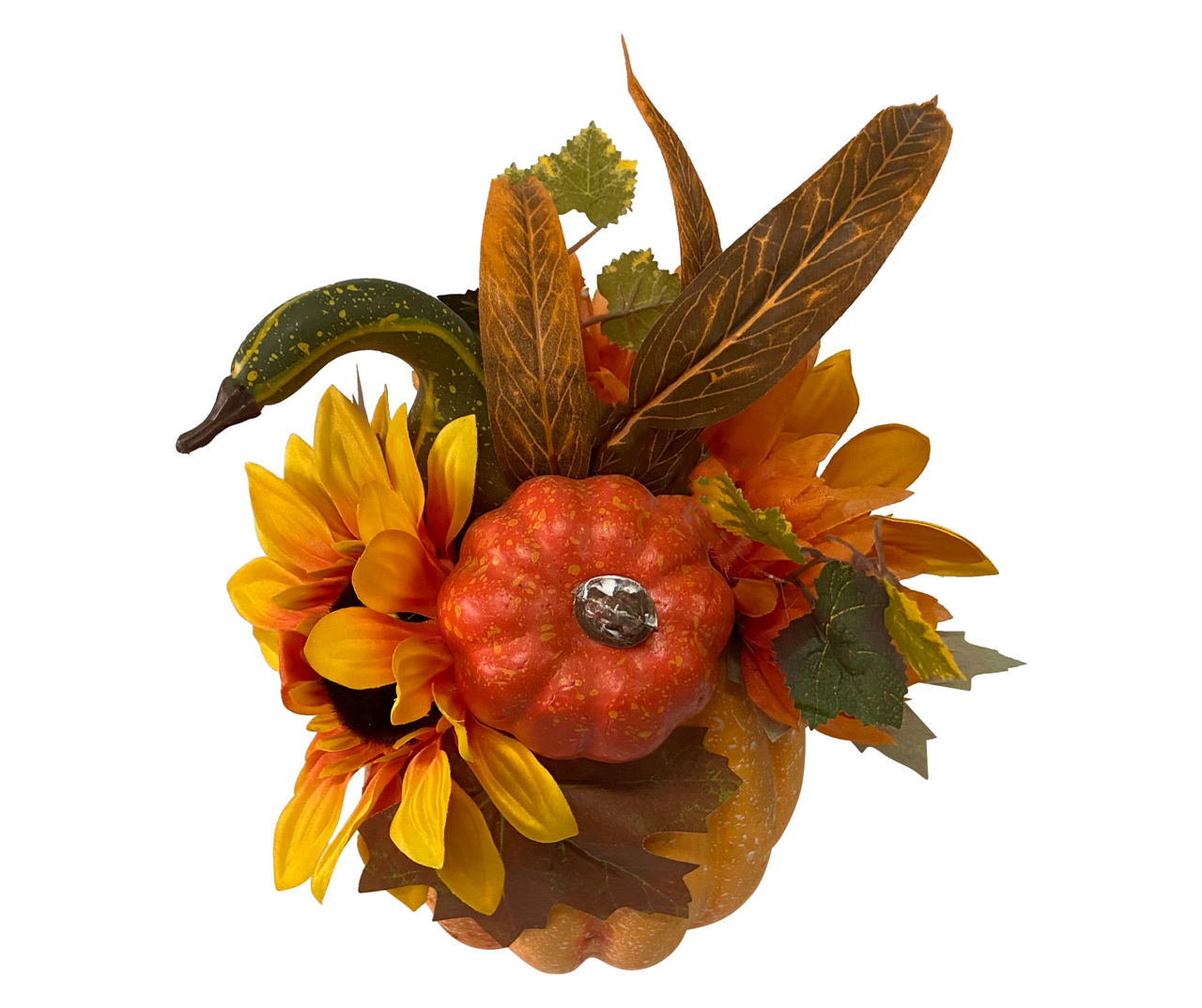 Northlight Orange & Green Sunflower & Mum Pumpkin Tabletop Décor | Big Lots