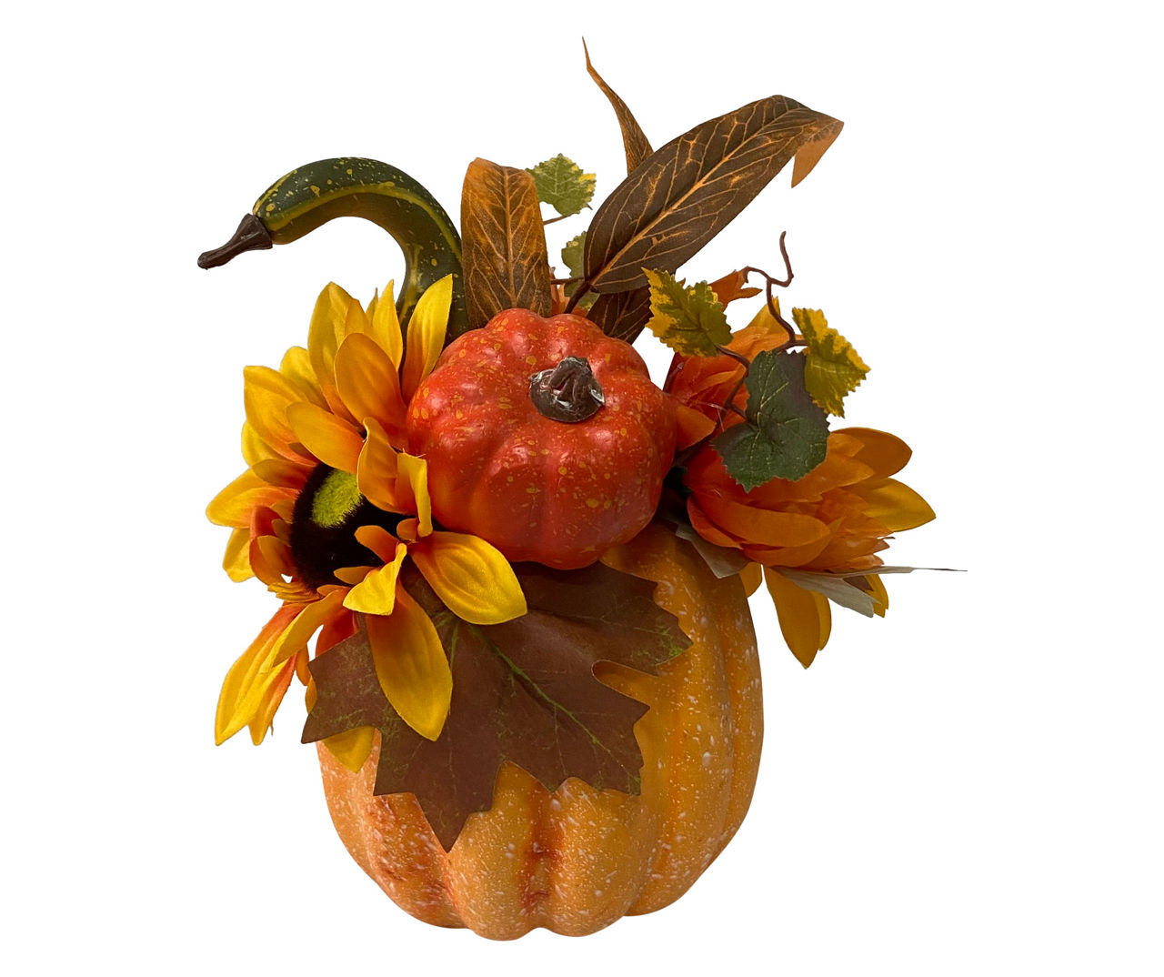 Northlight Orange & Green Sunflower & Mum Pumpkin Tabletop Décor | Big Lots