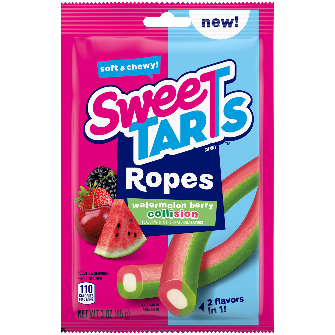 SWEETARTS SWEETARTS ROPES Watermelon Berry Collision Candy 3 oz. Bag