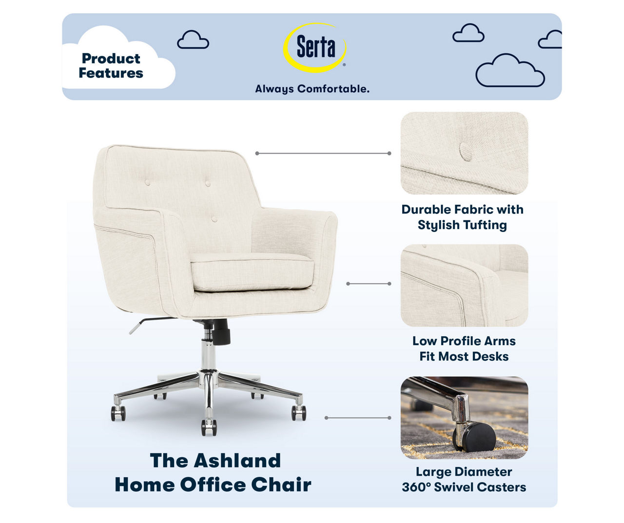 Serta ashland best sale task chair ivory