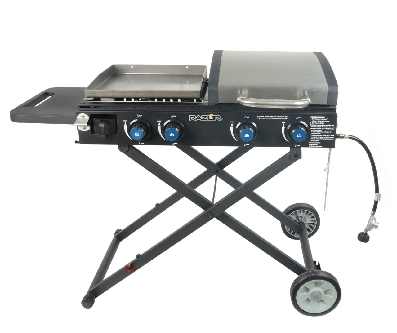 Razor 2-Burner Portable Propane Gas Griddle with Lid and Folding Cart