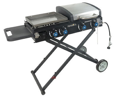 4-Burner Folding Gas Grill with Griddle