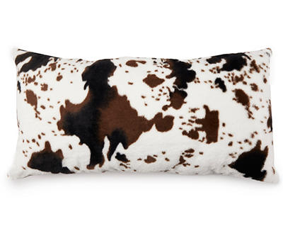 White & Brown Cow Print Fuzzy Body Pillow